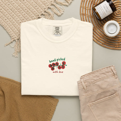 hand picked with love embroidered tomato tee