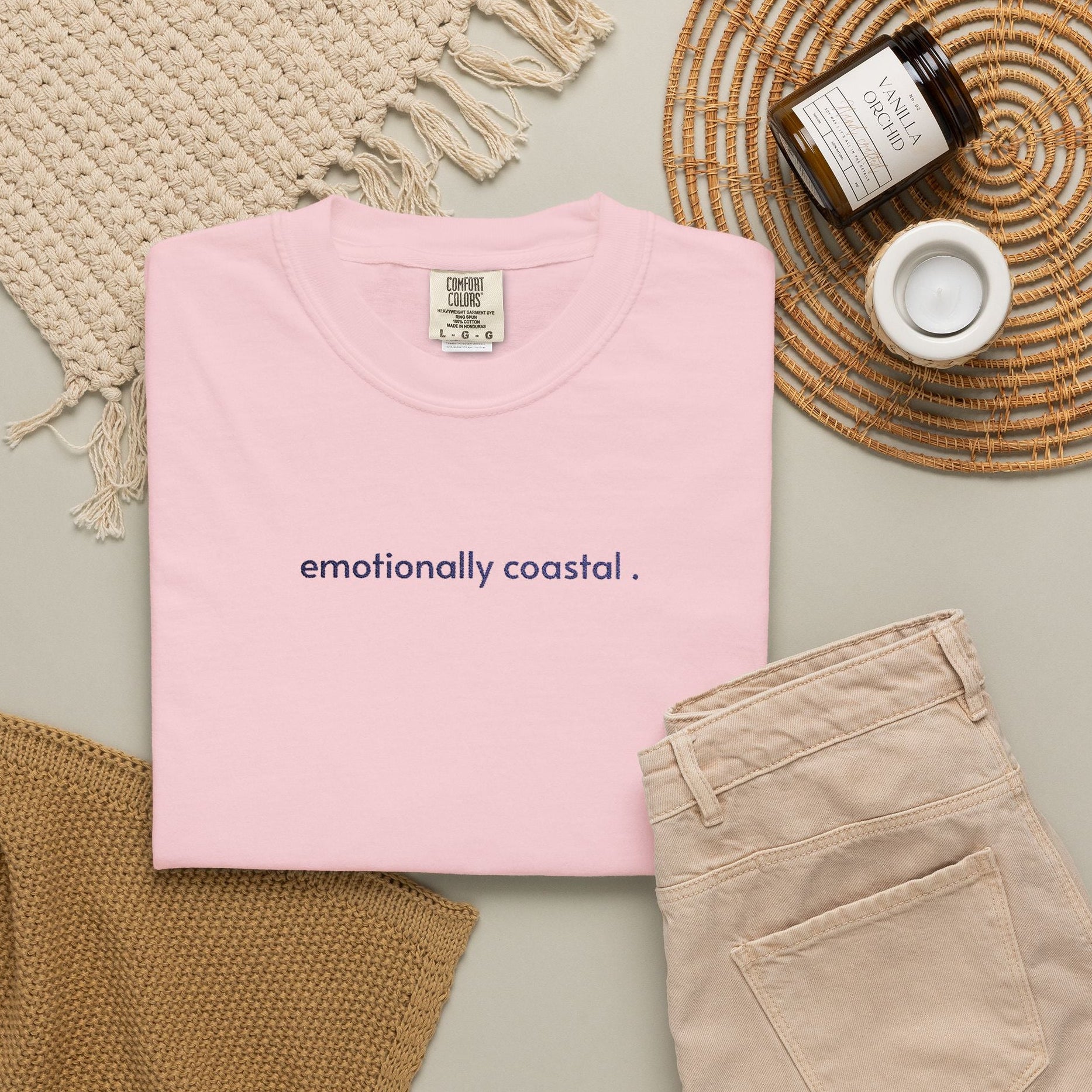 emotionally coastal embroidered tee