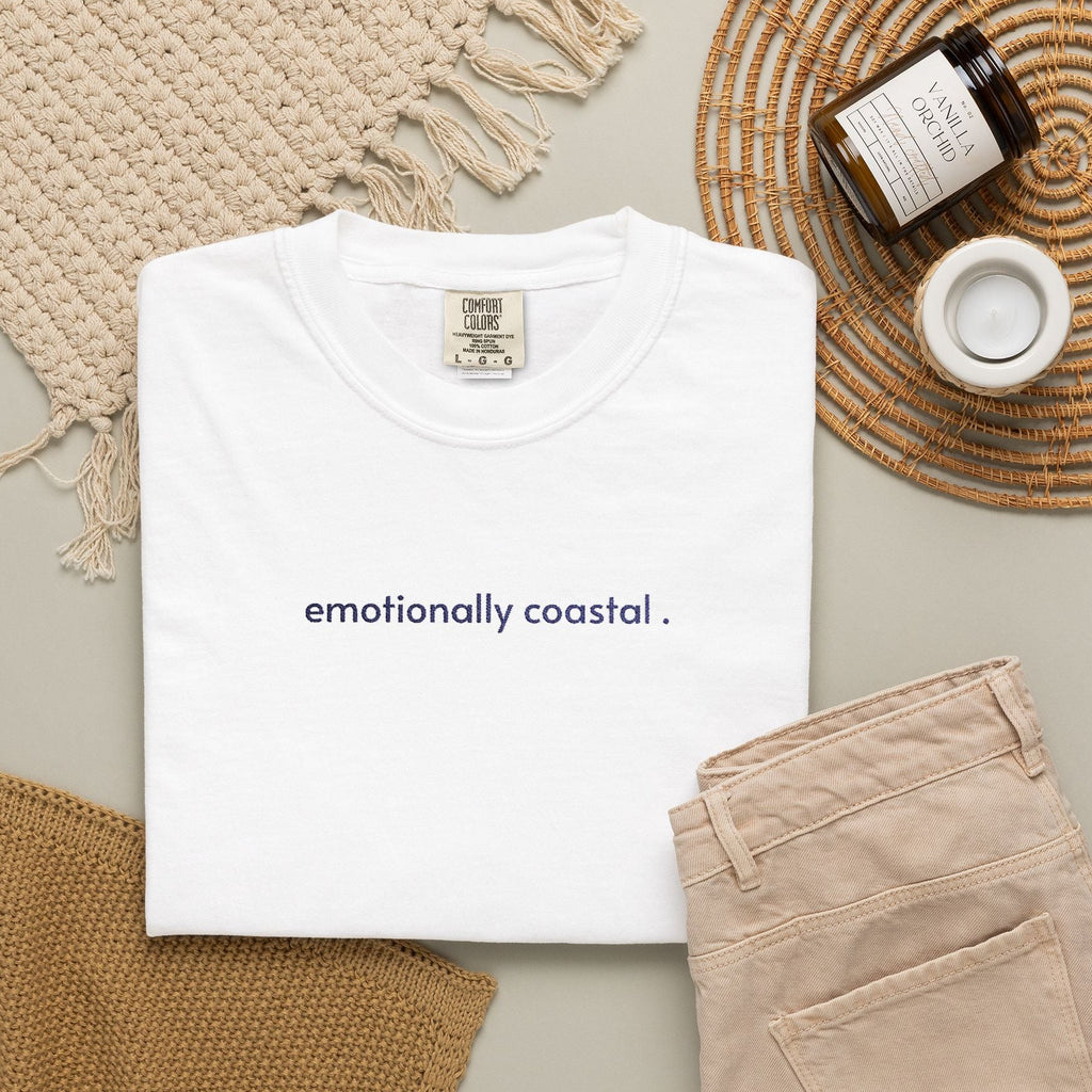 emotionally coastal embroidered tee