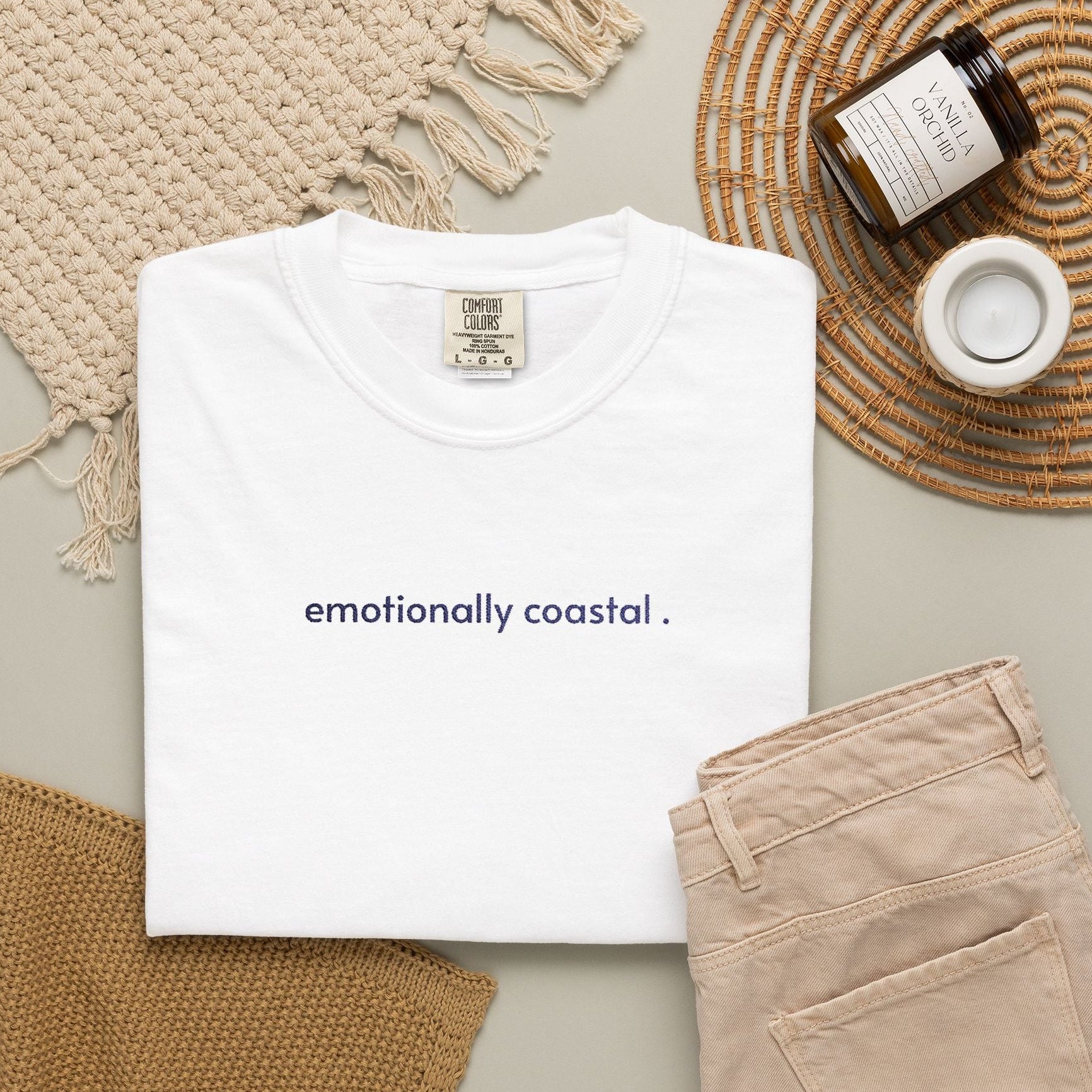 emotionally coastal embroidered tee