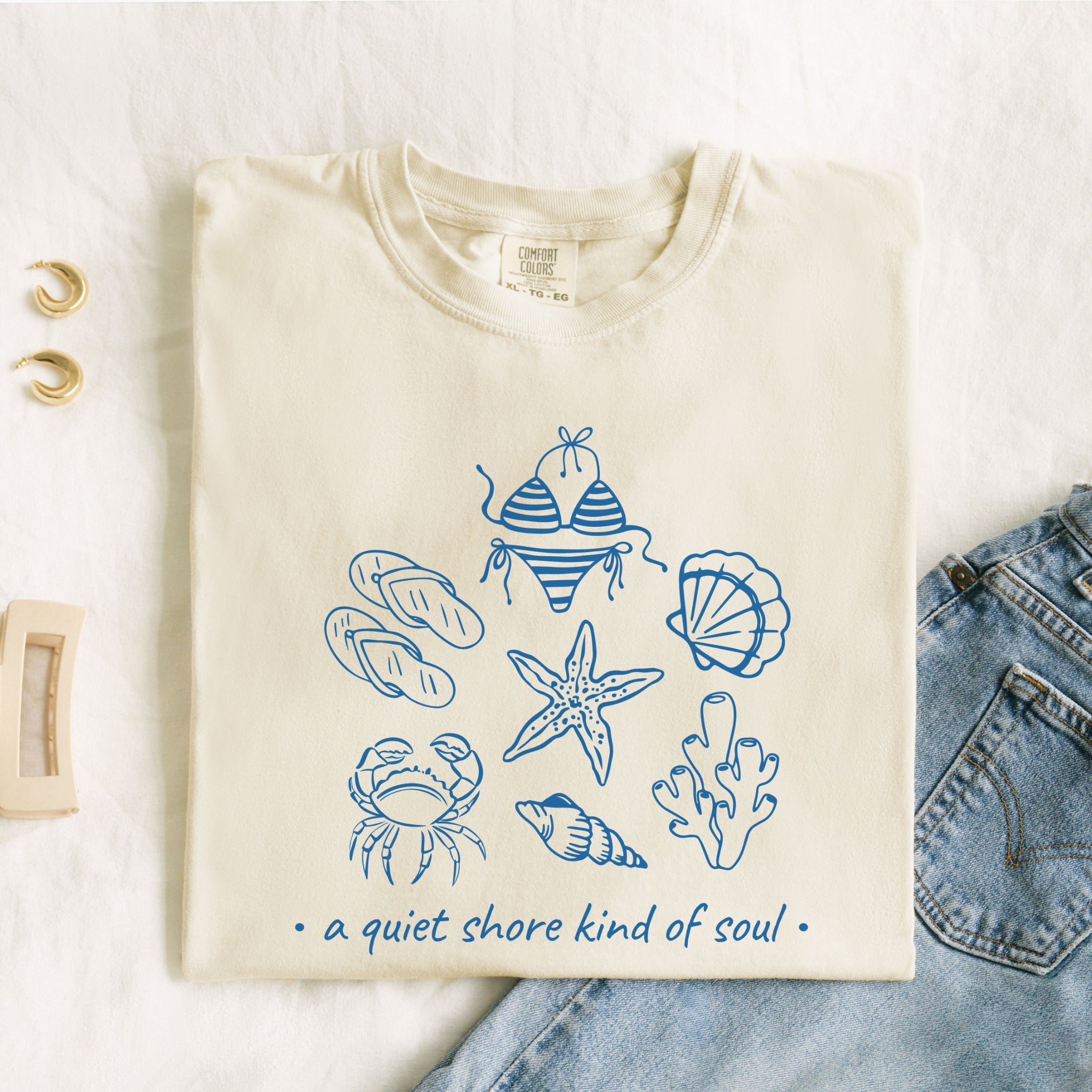 a quiet shore kind of soul printed tee — seaside sketch