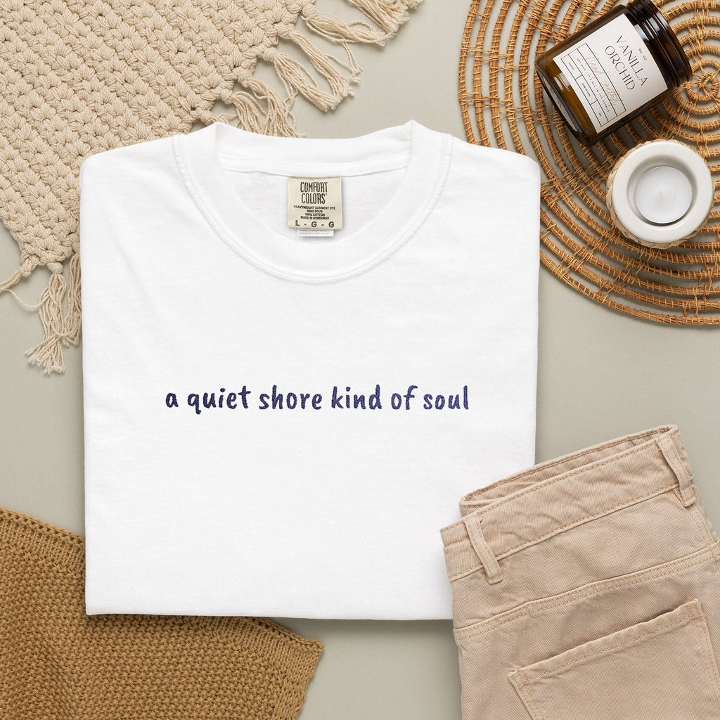 a quiet shore kind of soul embroidered tee