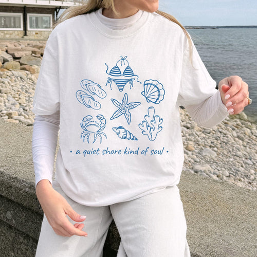 a quiet shore kind of soul printed tee — seaside sketch