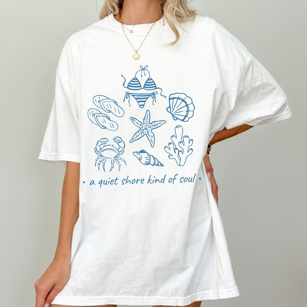 a quiet shore kind of soul printed tee — seaside sketch