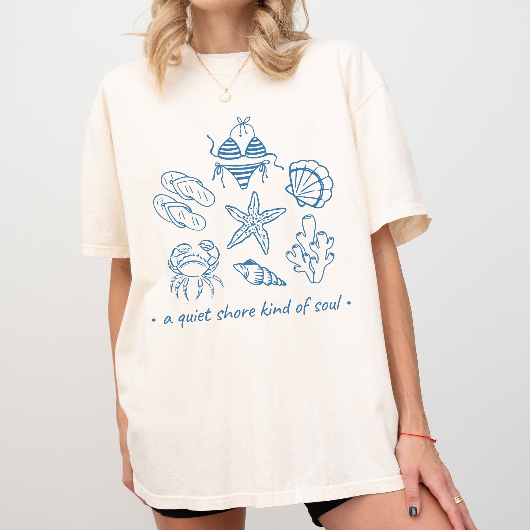 a quiet shore kind of soul printed tee — seaside sketch