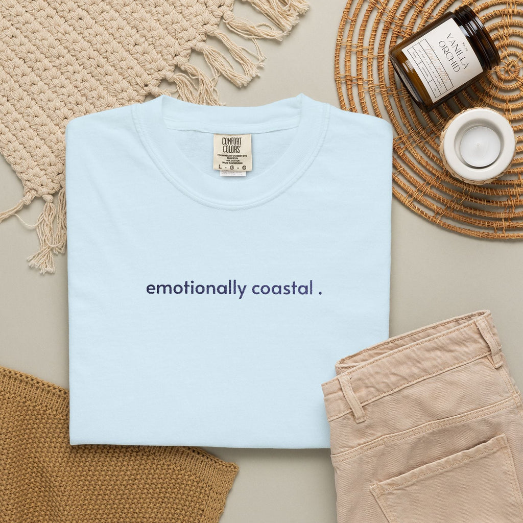 emotionally coastal embroidered tee
