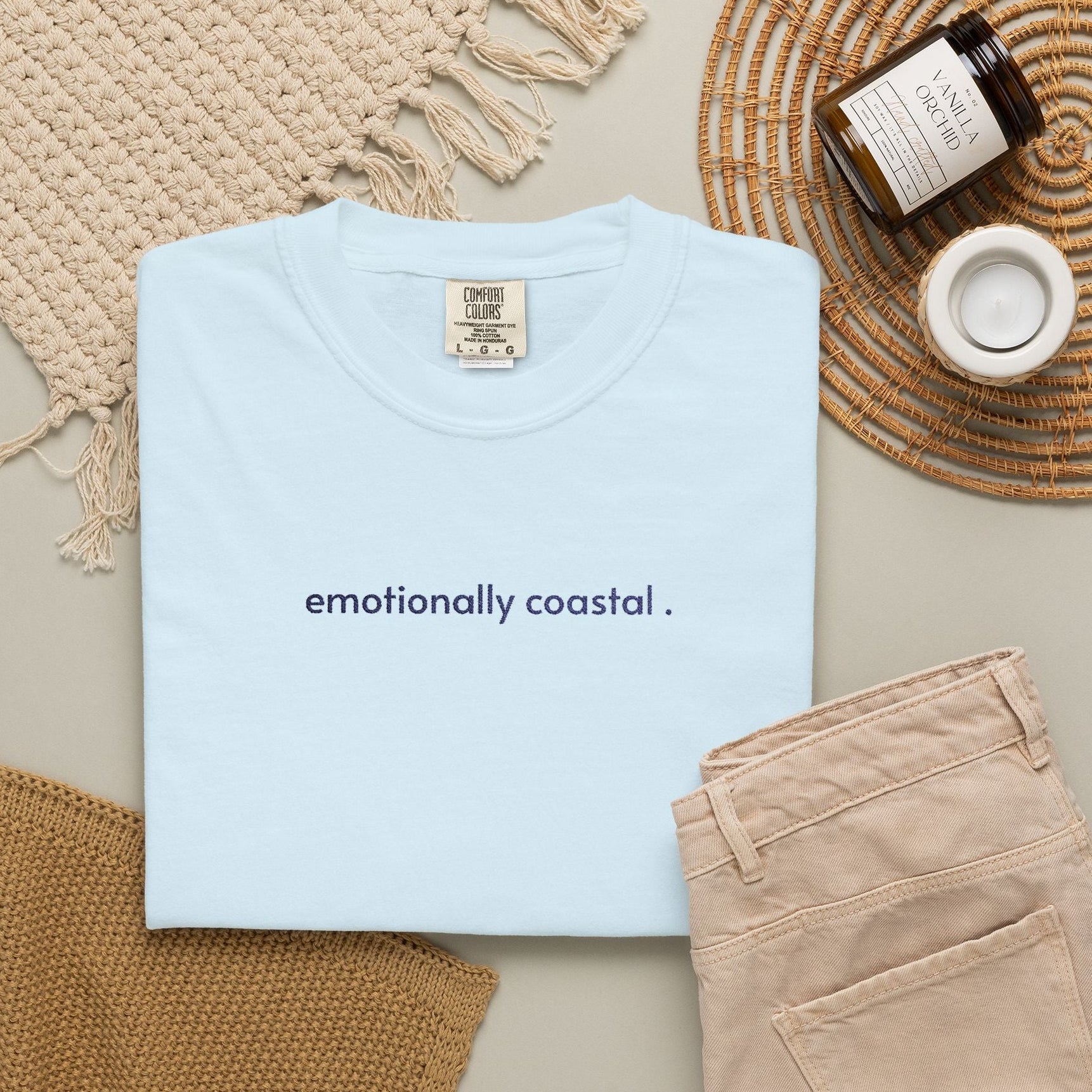 emotionally coastal embroidered tee